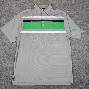 FootJoy Titleist Golf Polo‎ Shirt Men's M Striped Green Short Sleeve Performance